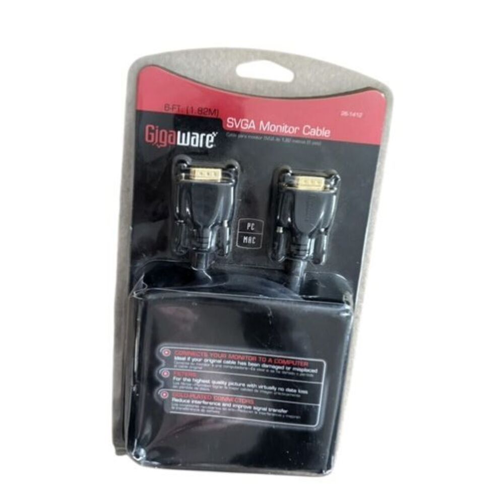 Gigaware 6 Ft. SVGA Monitor Cable *New*